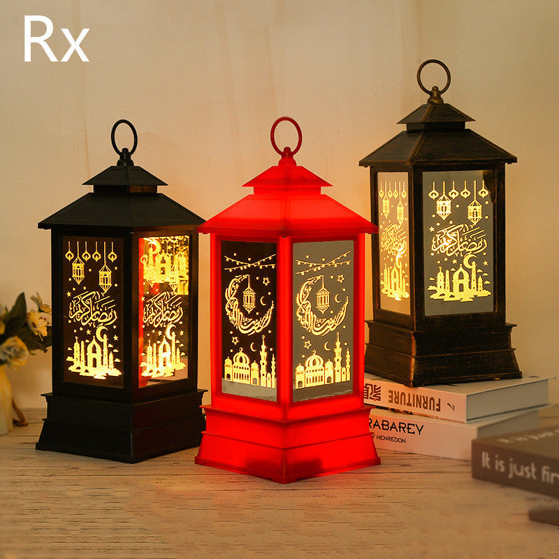 Eid Mubarak LED Wind Light Pattern Lights Muslim Style Hanging Led Lantern Ramadan Party Lantern Eid al-Fitr Decor Props