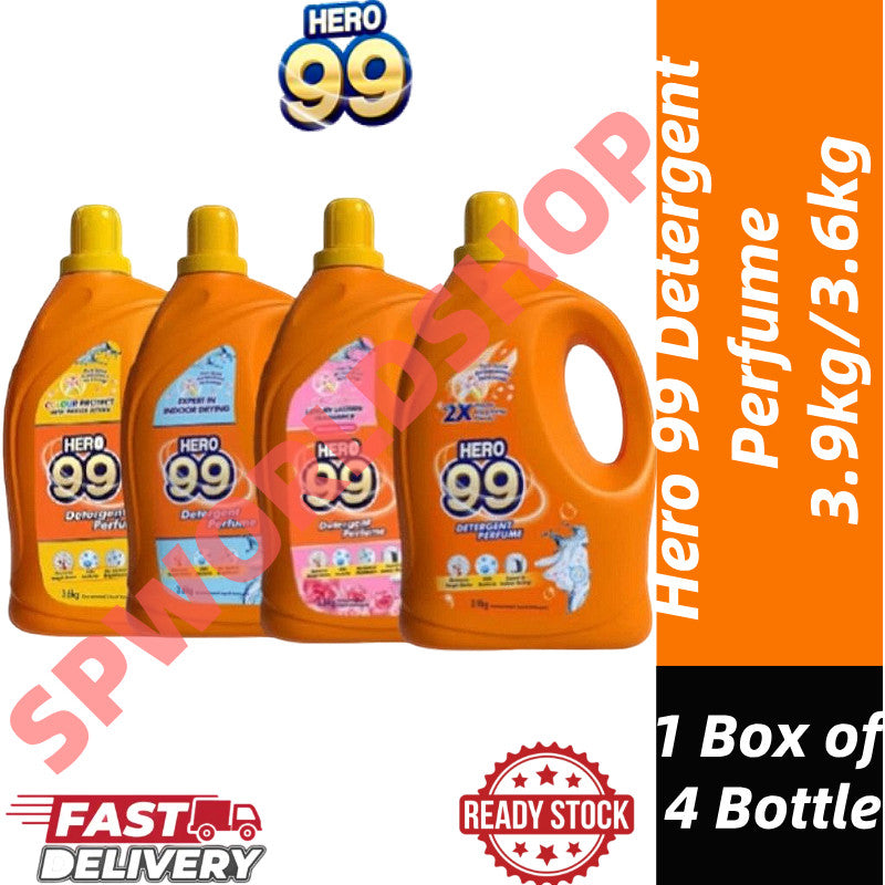 READY STOCK!!! HERO 99 Detergent Perfume 3.9KG/3.6KG 1 Box of 4 Bottle