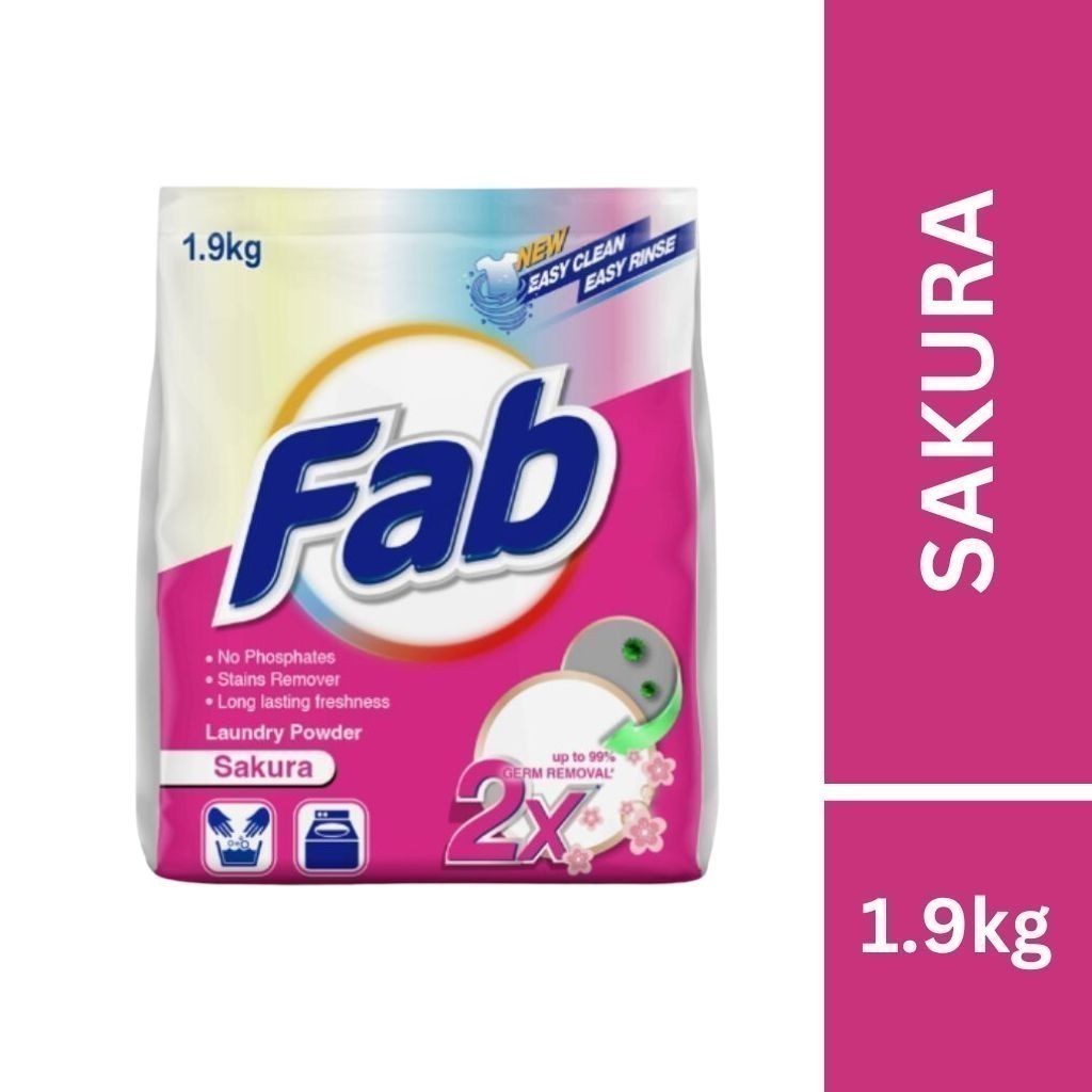READY STOCK!!! FAB Detergent Laundry Powder (1.9kg/2kg) 1 Box Of 5 Pack