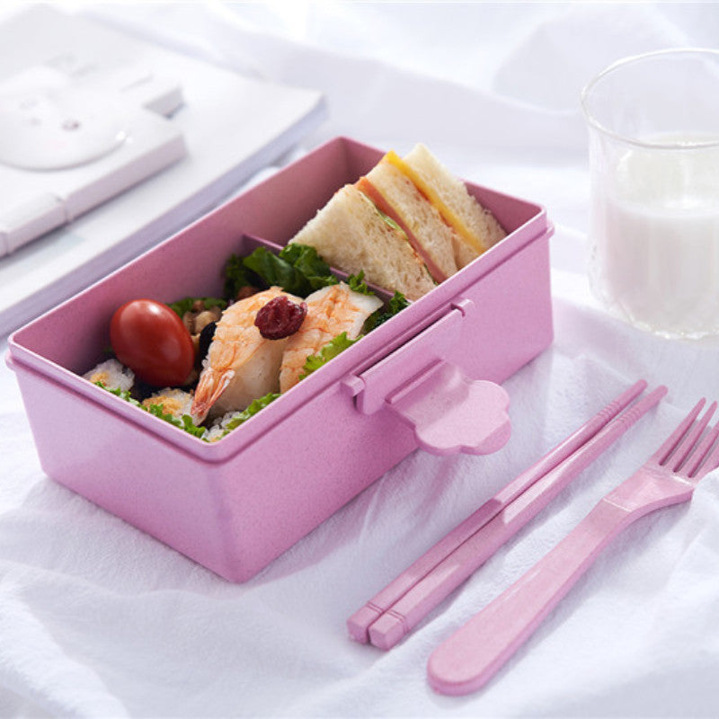 READY STOCK!!! Double Compartment Kids Cartoon Lunch Box | Airtight Leak-Proof Bento Box with Chopstick, Fork & Spoon |