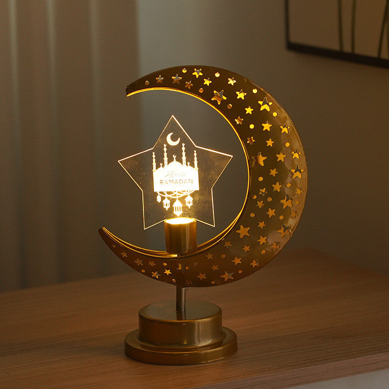 Metal LED Eid Mubarak Star Moon Light Bedroom Ramadan Decoration Night Light For Feast Decoration