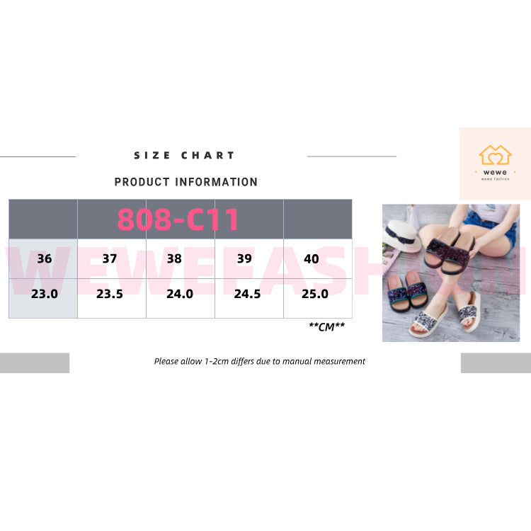 (READYSTOCK) Sequin flip-flops Europe Station muffin platform style beach shoes wear casual flip-flops 808-C11 亮片厚底人字拖