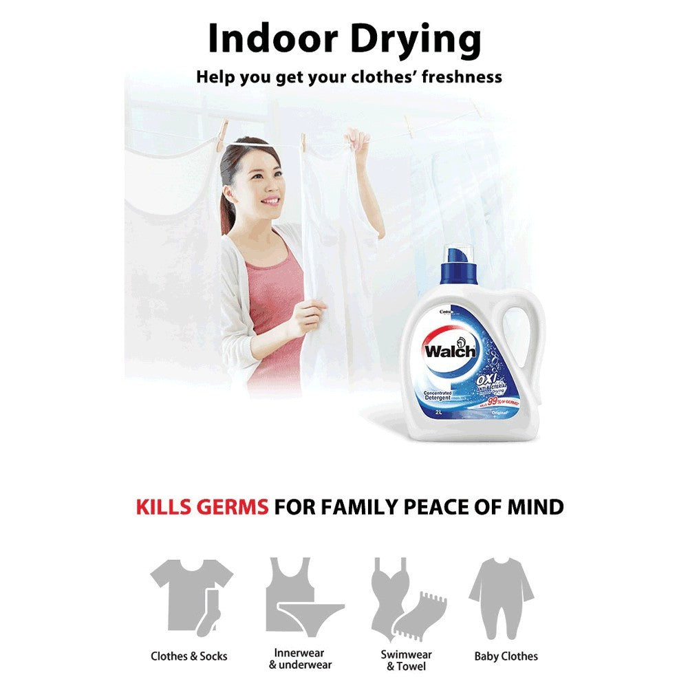 READY STOCK!!! Walch Antibacterial Laundry Detergent Refill Pack 2L 1 Box of 6 Pack