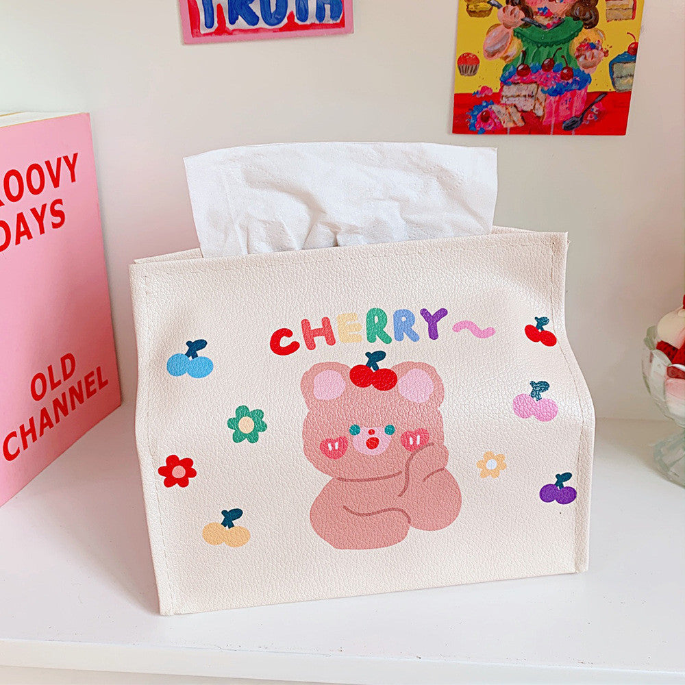 【ReadyStock】Korean Style Tissue Box Cute Cartoon Animal PU Desktop Tissue Storage Box Removable Tissue Box可爱卡通纸巾收纳盒