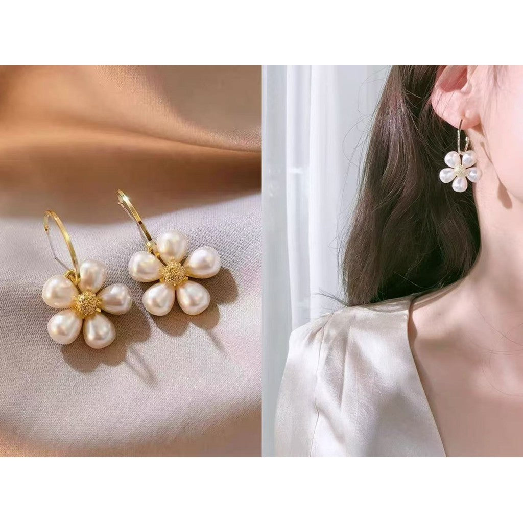 【Ready Stock】 Korean Fashion Women Earring Sliver 925 Needle Elegant Fashion Pearl Drop Earrings-ERB 韩版时尚 925银针珍珠耳环