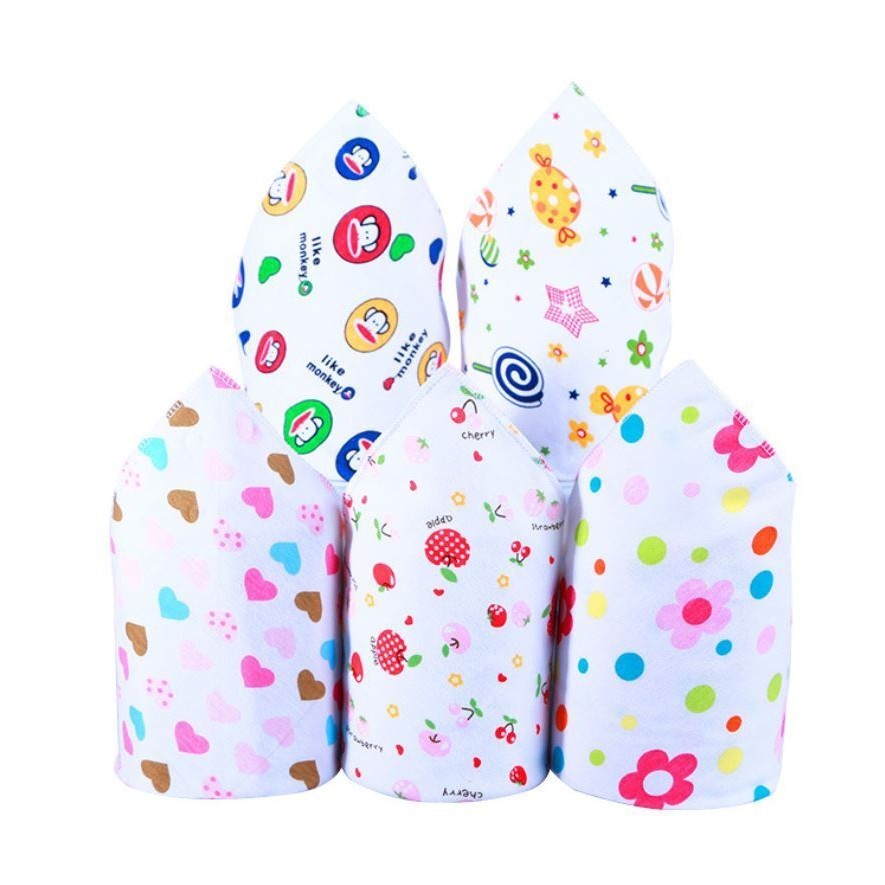 READY STOCK!!!Baby Kids Triangle Towel Baby Cotton Toddler Towel Baby Bib With Button Bibik Bayi 343