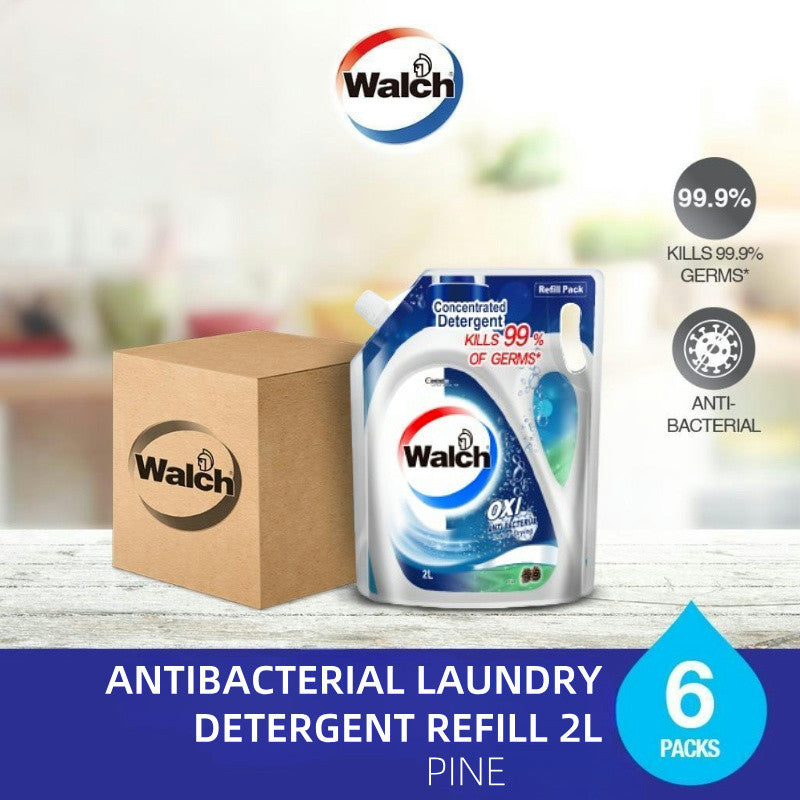 READY STOCK!!! Walch Antibacterial Laundry Detergent Refill Pack 2L 1 Box of 6 Pack