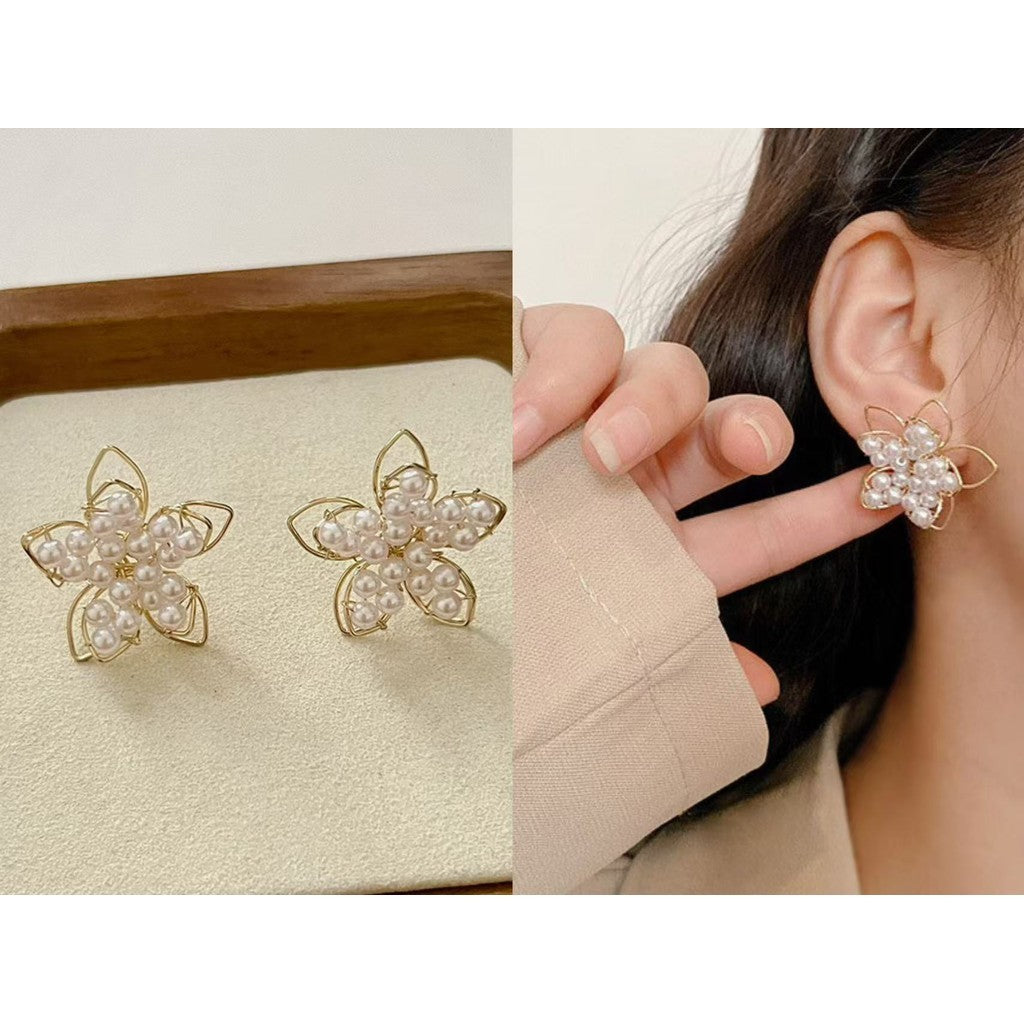 【Ready Stock】 Korean Fashion Women Earring Sliver 925 Needle Elegant Fashion Pearl Drop Earrings-ERB 韩版时尚 925银针珍珠耳环