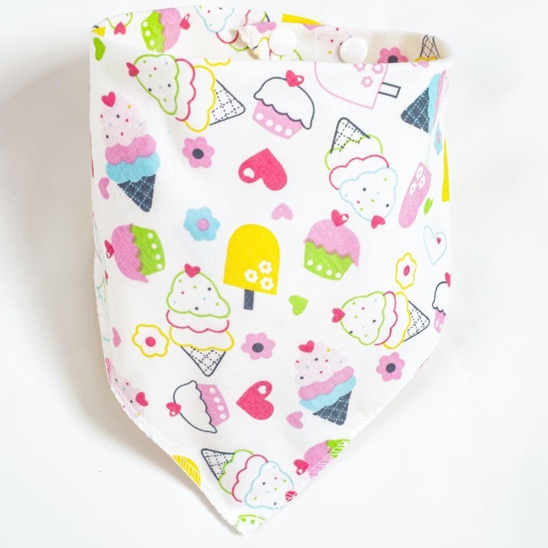 READY STOCK!!!Baby Kids Triangle Towel Baby Cotton Toddler Towel Baby Bib With Button Bibik Bayi 343