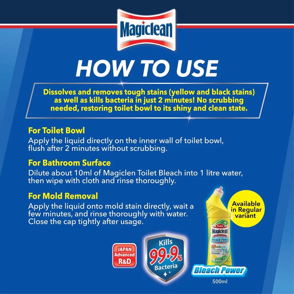 Magiclean Toilet Bleach 500ml (Regular/Lemon)