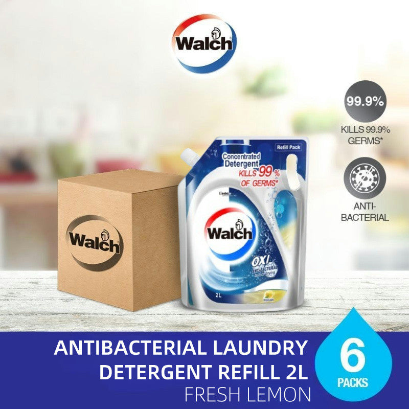 READY STOCK!!! Walch Antibacterial Laundry Detergent Refill Pack 2L 1 Box of 6 Pack