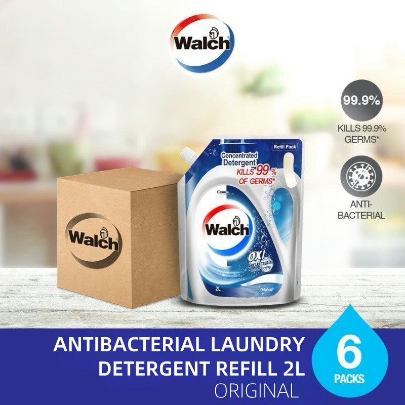 READY STOCK!!! Walch Antibacterial Laundry Detergent Refill Pack 2L 1 Box of 6 Pack