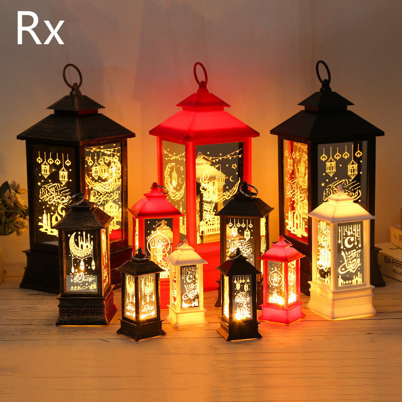 Eid Mubarak LED Wind Light Pattern Lights Muslim Style Hanging Led Lantern Ramadan Party Lantern Eid al-Fitr Decor Props