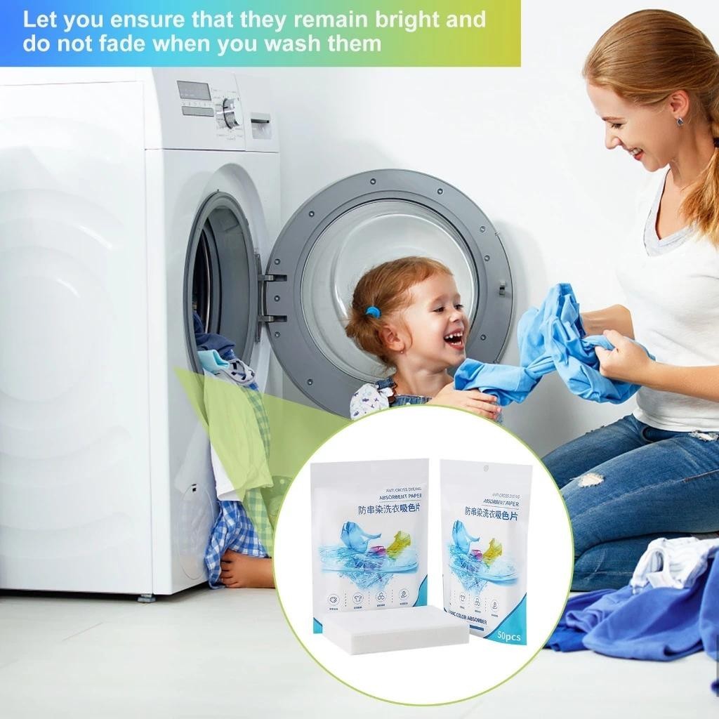 READY STOCK 50pcs Anti Dye Sheet Mix Color Proof Absorption Sheet Anti Dyed Cloth Laundry Paper 防串染洗衣吸色片