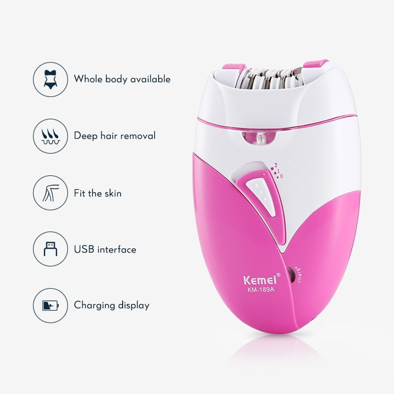 READY STOCK!!! Kemei KM-189A Women Epilator Rechargeable Hair Removal Machine Electric Shaver 科美脱毛仪