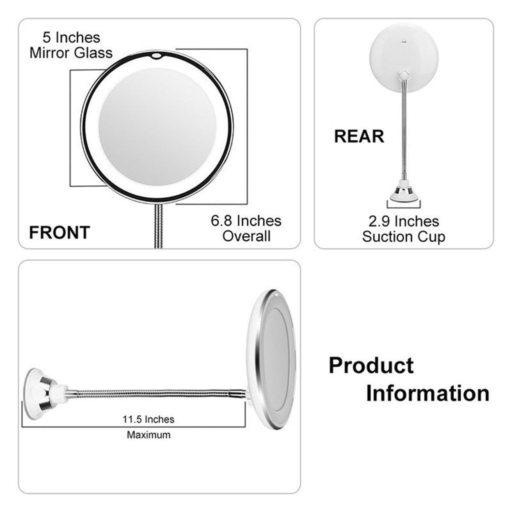 READY STOCK!!! Suction Cup Makeup Mirror with LED Light | Portable & Brightness Adjustable Makeup Mirror 吸盘式化妆镜 带LED补光灯