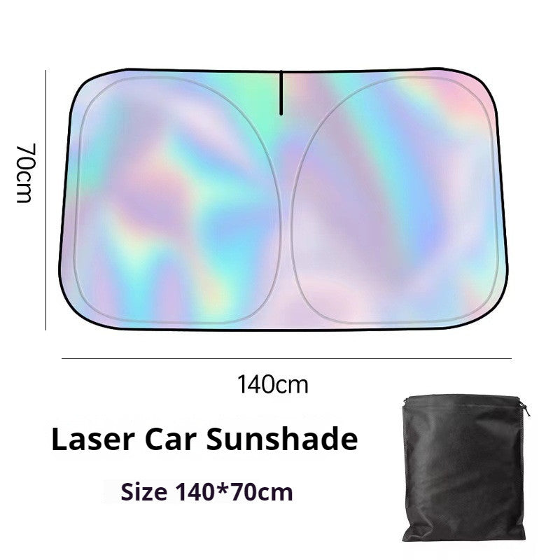 READY STOCK!!! Car Sunshade Reflective Laser Windshield Sun Shade UV Protection Foldable Sun Block Cover 镭射汽车遮阳挡