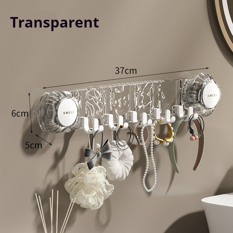 【READY STOCK】Wall-Mounted Rotating Suction Cup Hook | No-Drill Multi-Hook Hanger for Kitchen Bathroom Storage | 强力吸盘联排挂钩