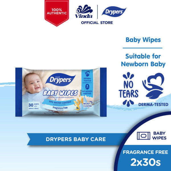 READY STOCK!!! Drypers Baby Wipes 2x30s | Gentle & Soft Baby Wet Wipes | Hypoallergenic Safe for Newborns 婴儿湿纸巾