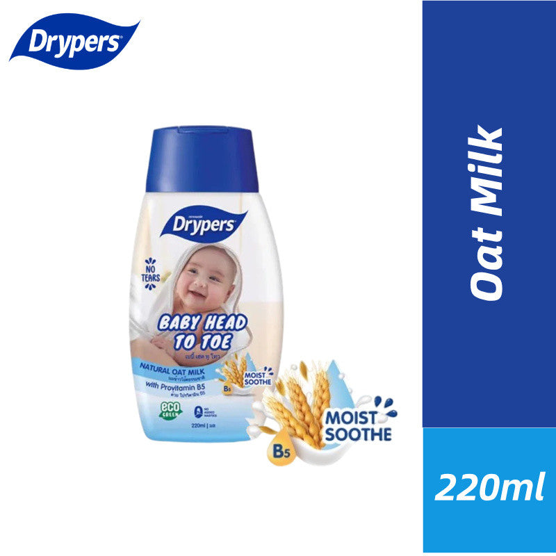 READY STOCK!!! Drypers Baby Head To Toe Wash | Gentle Baby Bath & Shampoo | Hypoallergenic Newborn Body Wash 220ml 婴儿洗护液