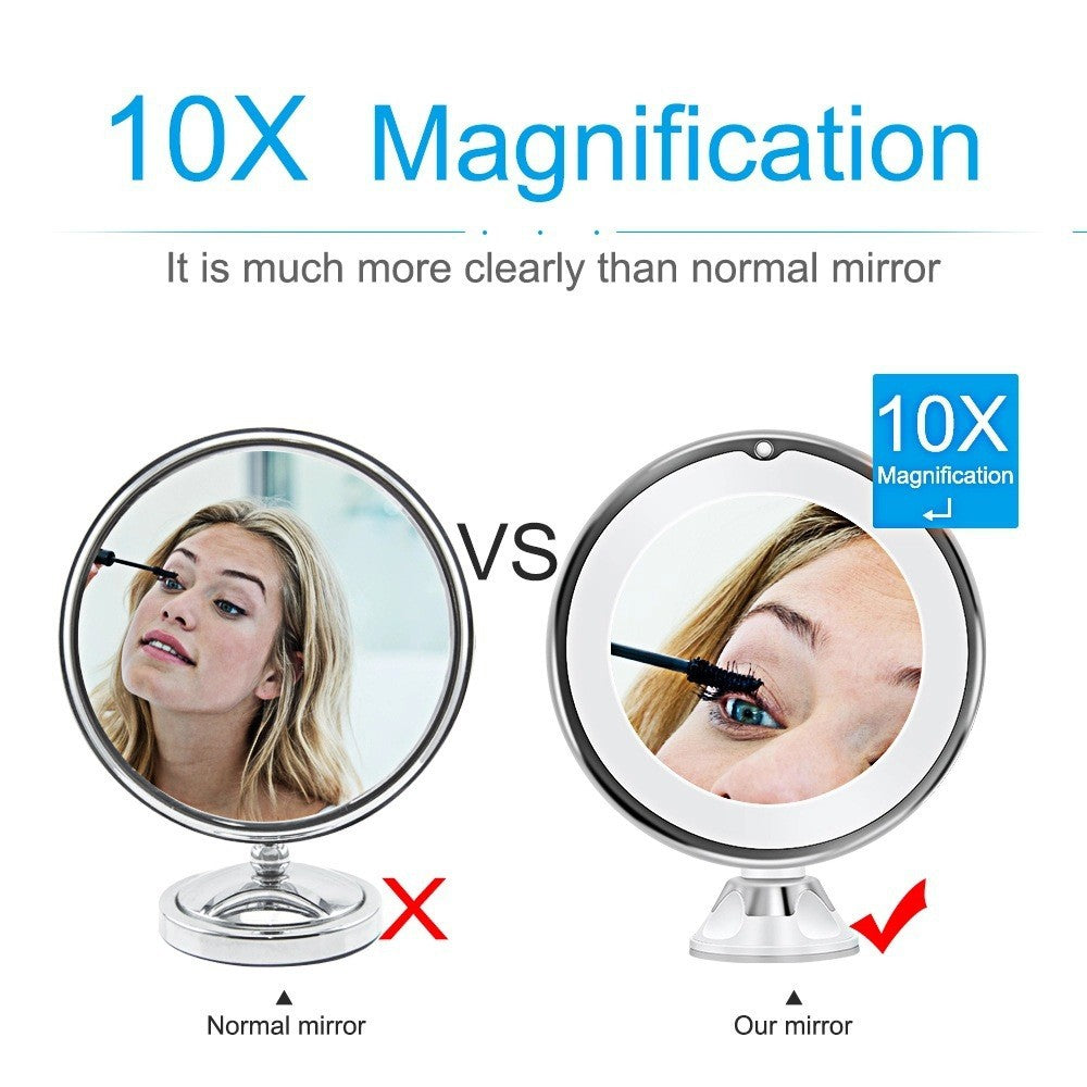 READY STOCK!!! Suction Cup Makeup Mirror with LED Light | Portable & Brightness Adjustable Makeup Mirror 吸盘式化妆镜 带LED补光灯