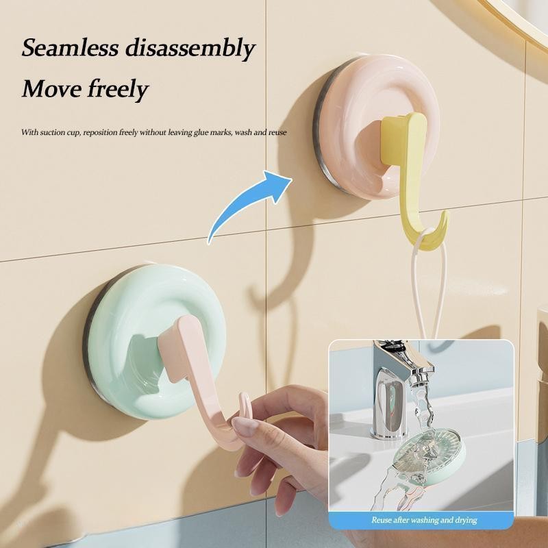 【READY STOCK】Dopamine Suction Hook | Colorful Strong Adhesive Hook | No-Drill Removable Bathroom & Kitchen Hook 多巴胺吸盘挂钩