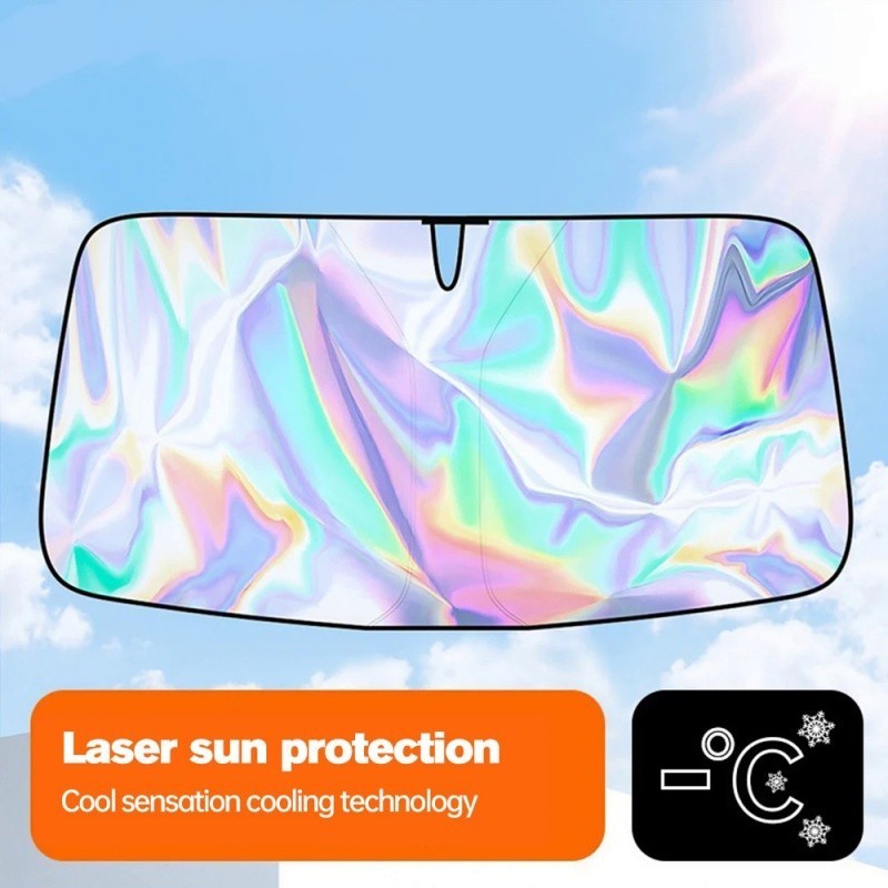 READY STOCK!!! Car Sunshade Reflective Laser Windshield Sun Shade UV Protection Foldable Sun Block Cover 镭射汽车遮阳挡