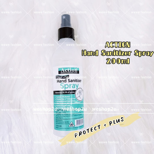 Ready stock!!  Action hand sanitizer water spray 200ml Kill 99.9% virus 喷雾消毒液