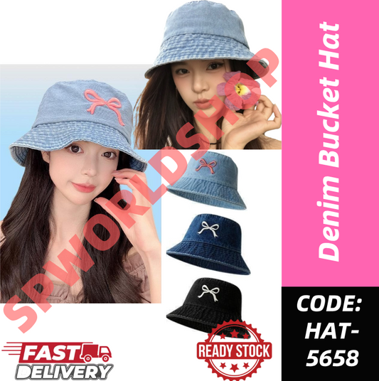 【READY STOCK】Denim Bucket Hat Unisex Sun Hat Casual Outdoor Travel Spring, Summer & Autumn Fisherman Cap 牛仔渔夫帽