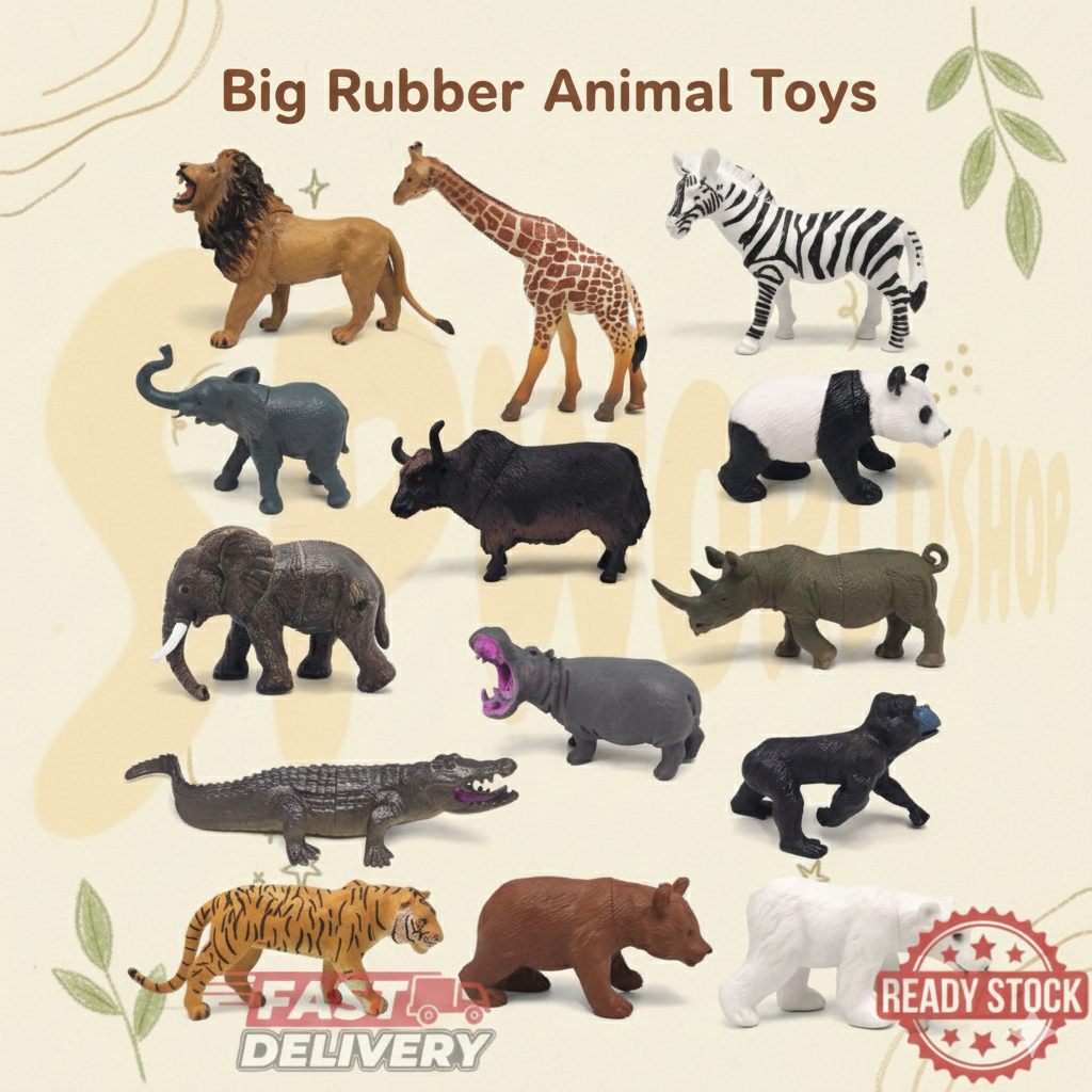 ZOO ANIMAL PRO | 大号橡胶动物玩具：仿真造型、耐摔防撞 | 幼儿早教启蒙 | 现货秒发 Big Rubber Animal Toys for Kids | Educational Learning & Durable Play Set