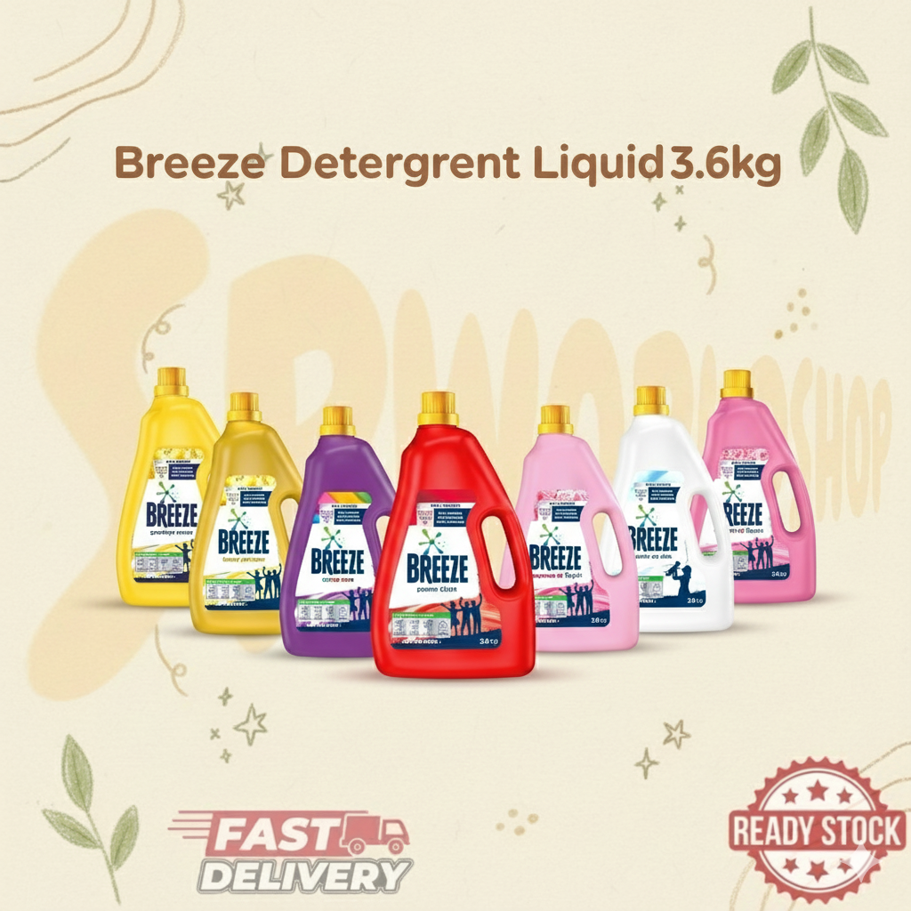 BREEZE Detergent Liquid 3.6kg | Fragrance of Comfort Power Clean | Professional Colour Care & 99.9% Stain Removal 3.6kg 大容量洗衣液 强力去渍 护色