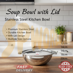 READY STOCK!!!ZEBRA S/S Soup Bowl with Lid#12cm#14cm#16cm#18cm#20cm#22cm