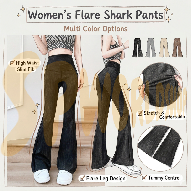 Women’s Flare Shark Pants (C850/C910) | High Waist Tummy Control | High-Elasticity Bootcut Yoga Leggings | Seluar Wanita 女士高腰喇叭裤 鲨鱼裤 提臀显瘦 微喇叭