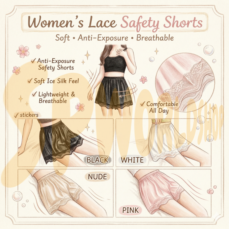 Lace Safety Shorts (A710) | Breathable Inner Pants for Skirts & Dresses | Seamless Soft Undershorts | Seluar Dalam Safety 蕾丝防走光安全裤 裙内搭 不卷边