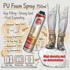 PU Foam Spray (750ml) | Polyurethane Gap Filler | Waterproof Insulation & Soundproof Sealant | 聚氨酯泡沫填缝剂 发泡胶 补墙 隔音 补漏