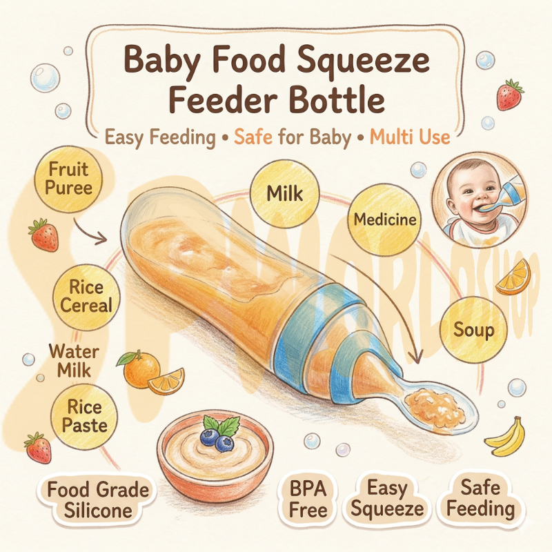 Baby Squeeze Feeder Bottle (A-0055) | Silicone Cereal Rice Paste Feeder | Soft Food Supplement Spoon | Botol Penyusuan Bayi 婴儿米糊喂养瓶 硅胶挤压式 辅食神器