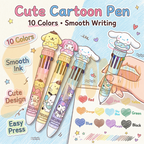 Cartoon Press Pen | Black & Blue Ink Ballpoint | Creative Student Prizes & Gift Stationery 可爱按压笔 卡通圆珠笔 学生奖品 办公文具