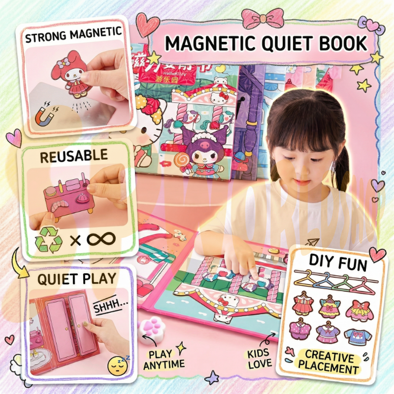 Magnetic Puzzle Book for Toddlers | Educational Learning Book (AJS-002) | Travel Busy Toy & Sensory Game | Mainan Budak 磁性安静书 益智贴纸书 专注力训练 亲子互动