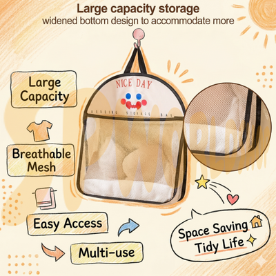 Hanging Underwear Organizer | Dustproof Closet Storage Pouch | Multi-Purpose Wall Door Hanging Bag C1 悬挂式储物袋 网纱透气 宿舍收纳 挂钩式收纳