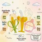 【BPA-FREE】Silicone Baby Teether (Soft & Safe) | Infant Teething Toy for Gum Relief | Gigitan Bayi Silikon Selamat 婴儿硅胶牙胶 磨牙棒 缓解牙龈酸痛
