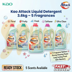 Kao Attack Liquid Detergent (3.6kg) | Ultra Power / Perfume Floral / Colour / Fruity / Softener | Deep Clean & Odor Removal 花王洗衣液 3.6kg 大桶装 强力去渍 除臭抗菌 多款可选