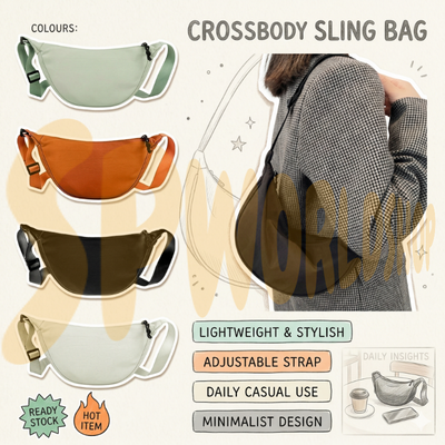 Minimalist Nylon Dumpling Bag | Waterproof Crossbody Shoulder Bag B07089 | Versatile Travel & Gym Bag | Beg Sandang Lelaki & Perempuan 极简机能风 尼龙斜挎包 防水大容量