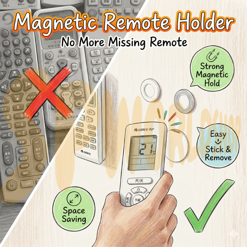 【READY STOCK】No-Drill Magnetic Remote Control Holder | Strong Adhesive Wall Mount Storage 免打孔遥控器磁吸贴