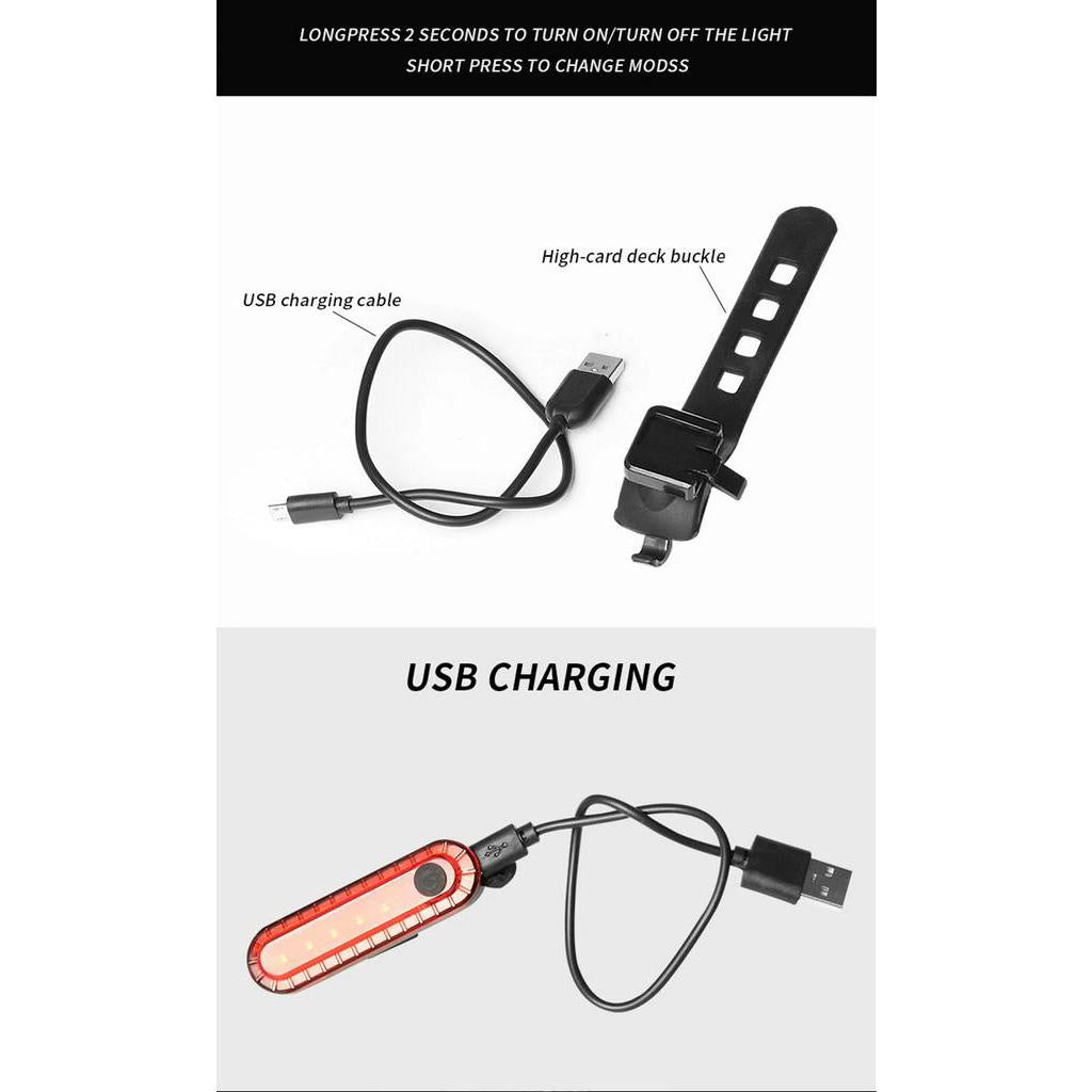 Portable USB Chargeable Waterproof Rear Bicycle Tail Light 5 LED Lamp 4 Flashing Models Night Safety Warning Bike Access