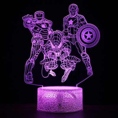 Superheroes Spiderman Thor Hammer Black Panther Icon LED Lamp Iron Man Captain America Shield 3D LED Light PREORDER