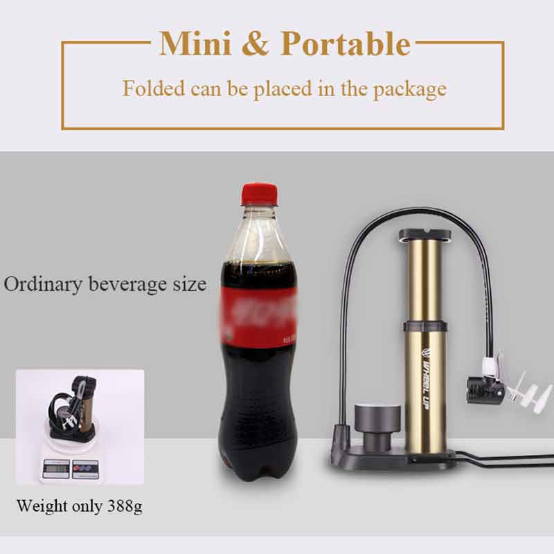Wheel Up MTB Bike Pump Ultra-light Bicycle Foot Pump Electric Scooter Pressure Gauge Air Inflator