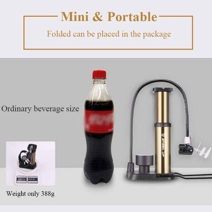 Wheel Up MTB Bike Pump Ultra-light Bicycle Foot Pump Electric Scooter Pressure Gauge Air Inflator