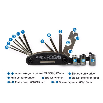 Bike Bicycle Tire Repair Tools Kit Set Bag Multitool Cycling Service Folding Hex Wrench Tool Bicycle Portable Riding