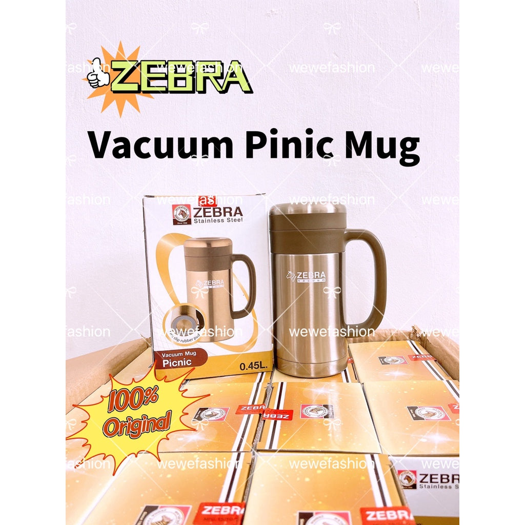 READY STOCK!!!Zebra SUS304 Stainless Steel Vacuum Pinic Mug 0.45L (450ml)