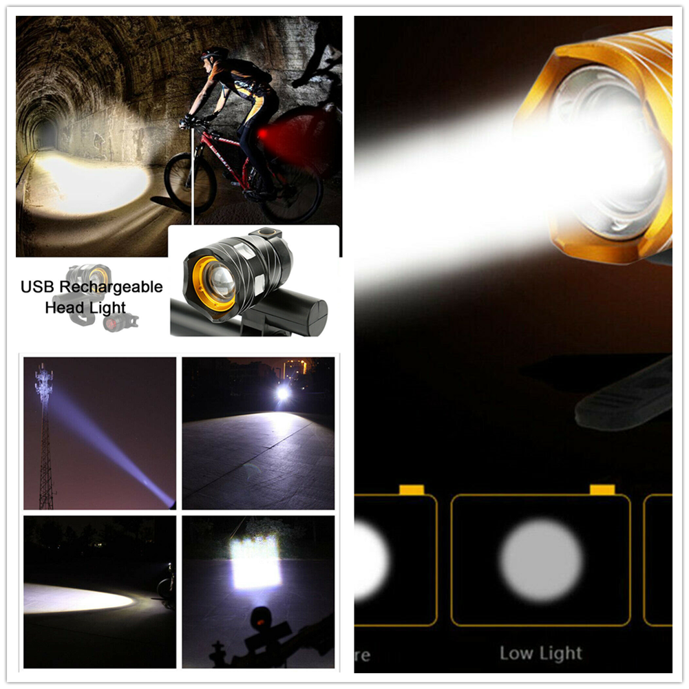 LED Mountain Cycle Head Light Waterproof Rechargeable 15000LM XM-L T6 LED MTB Bicycle Light Bike Front Rear Light Set Wi